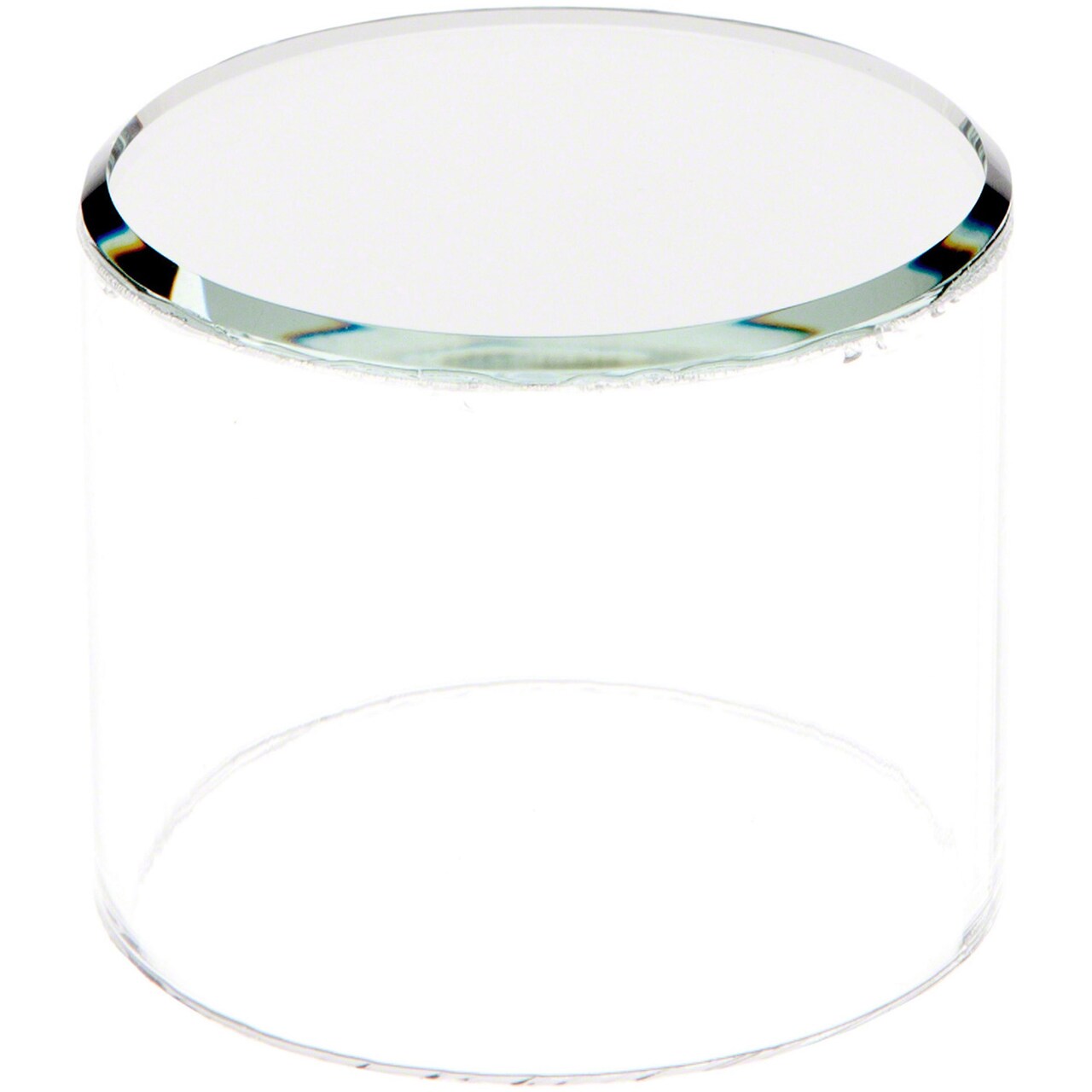 Plymor Clear Acrylic Cylinder Display Riser with Mirror Top, 2" H x 2.5" D